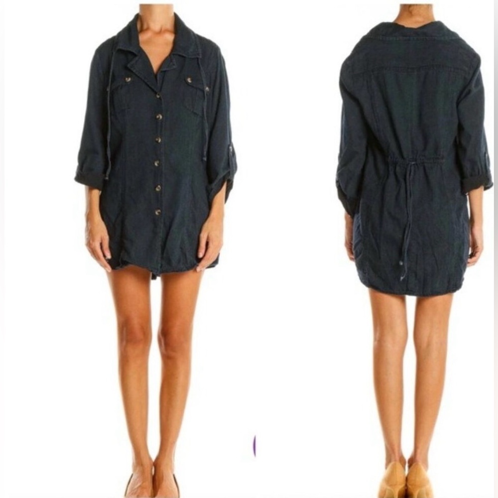 CAbi Classic Chambray Cotton Shirt Dress Duster Jacket Fall Office